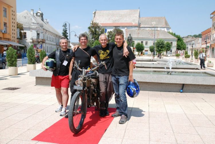 Old Bloke and his 1910 FN motorcycle in Transylvania